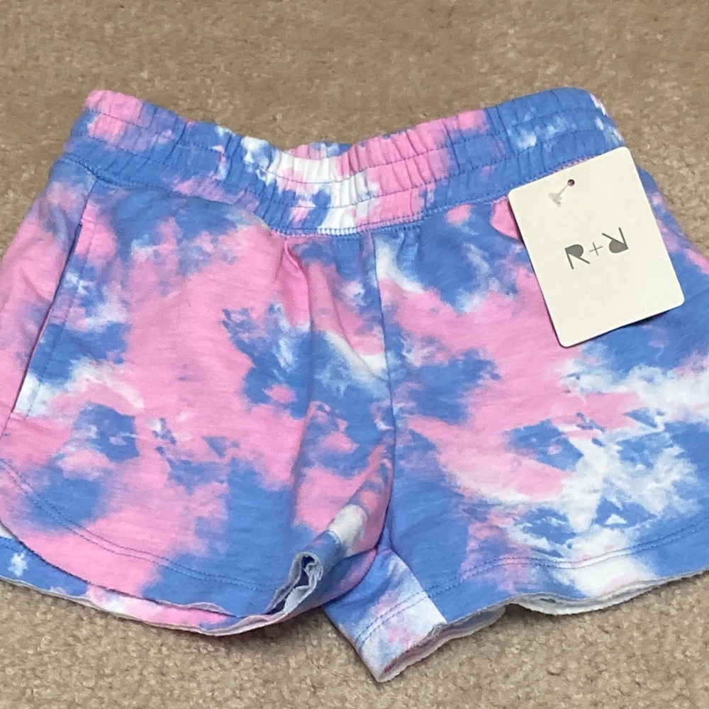 Kids Tie-Dye Shorts - Pink and Blue